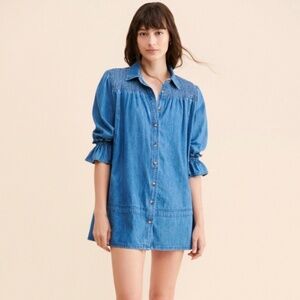 NWOT Free People Venessa Denim Tunic Dress Size M $128 Indigo
